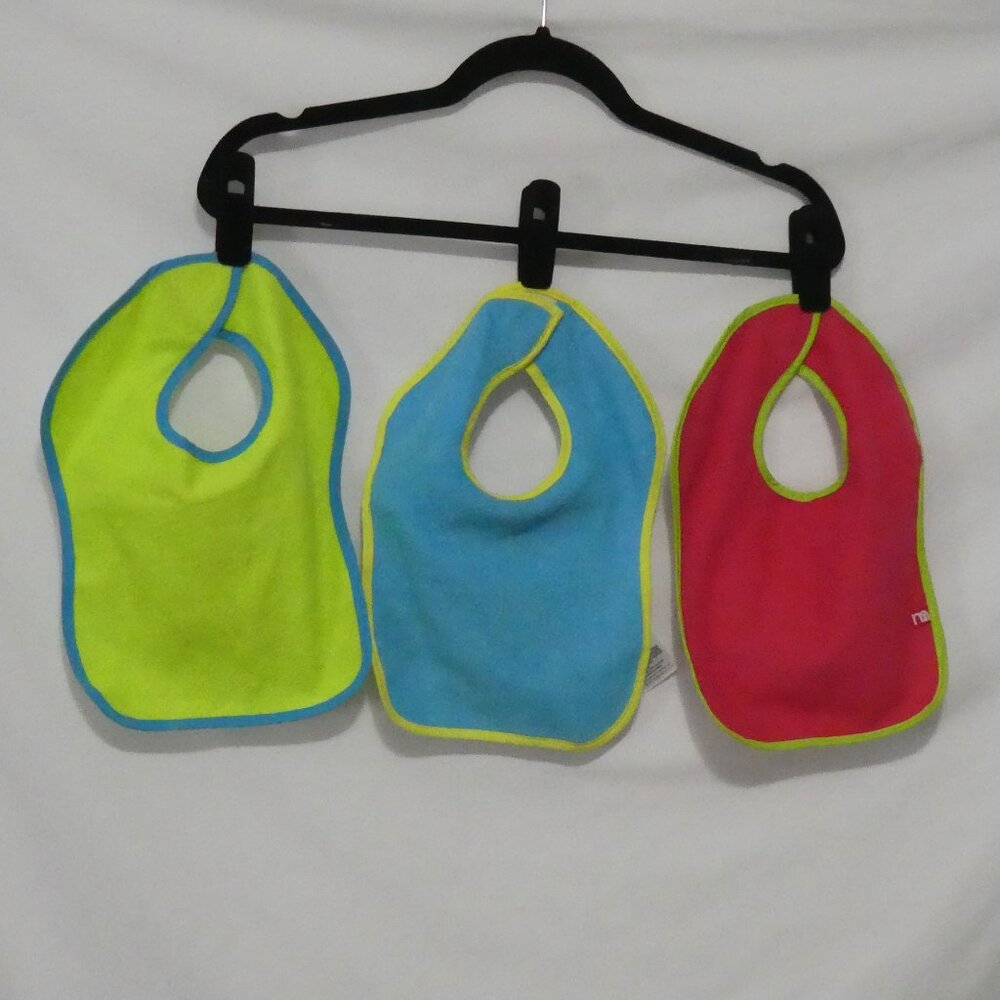 MOTHERSCARE | OS - one size | Set Of 3 Baby Bibs | Velcro Fastened Back | NWOT